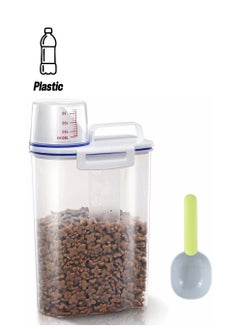 Y&D Plastic Bin Dry Food Flour Storage Animal Cat Dog Pet Bird Feed Container, Tin with Scoop Holds Treats Metal Box Sealed Lid  - Image 1