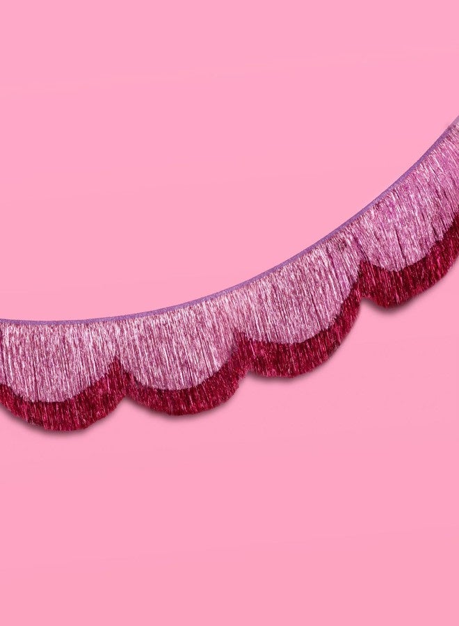xo, Fetti Pink Scalloped Layered Fringe Banner - 5 Ft. | Bachelorette Party Decorations, Birthday Party Decor, HBD Decor, Photo Booth Banner Backdrop - Image 5