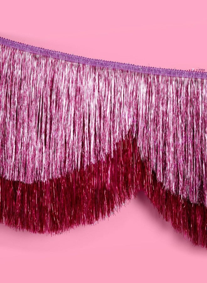xo, Fetti Pink Scalloped Layered Fringe Banner - 5 Ft. | Bachelorette Party Decorations, Birthday Party Decor, HBD Decor, Photo Booth Banner Backdrop - Image 3