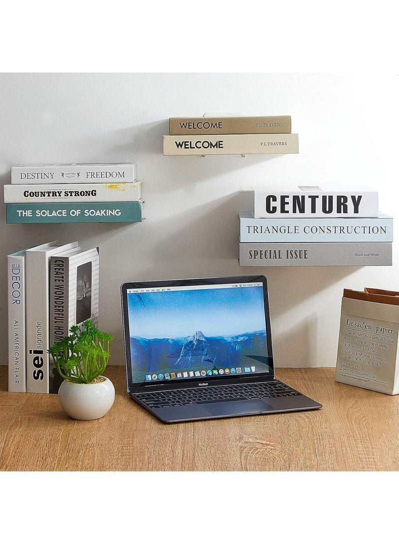 6 Pcs Floating Bookshelf Iron Floating Shelves, Invisible Wall Mounted Bookshelf Multipurpose Wall Ledge Shelves for Home Office Classroom Library (White) - Image 5