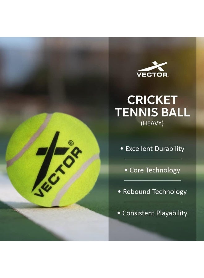 Vector X Cricket Tennis Balls Heavy For Men Kids Indoor & Outdoor Training Pack of 6 Pcs - Yellow - Image 3