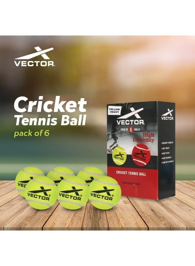 Vector X Cricket Tennis Balls Heavy For Men Kids Indoor & Outdoor Training Pack of 6 Pcs - Yellow - Image 5