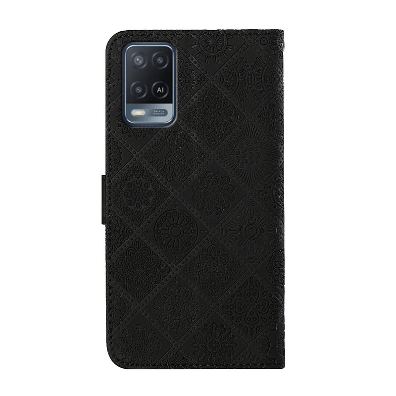 HuHa Case Cover For OPPO A54 Ethnic Style Embossed Pattern Leather Phone Case(Black) - Image 3
