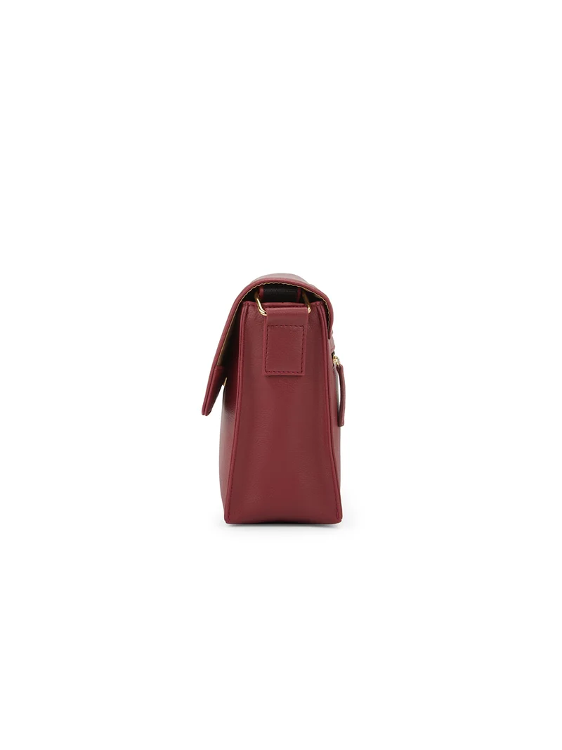 globus Globus Women Maroon Vegan Leather Textured Handheld Bag With Inner Zipper Pocket