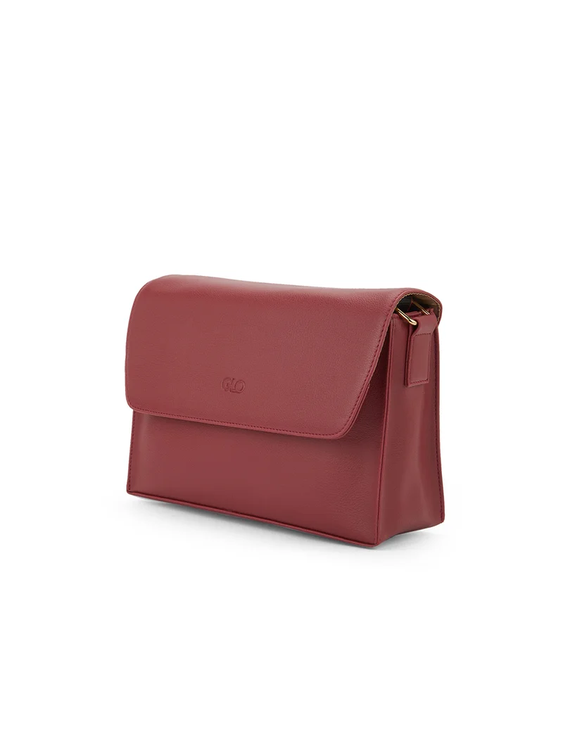 globus Globus Women Maroon Vegan Leather Textured Handheld Bag With Inner Zipper Pocket