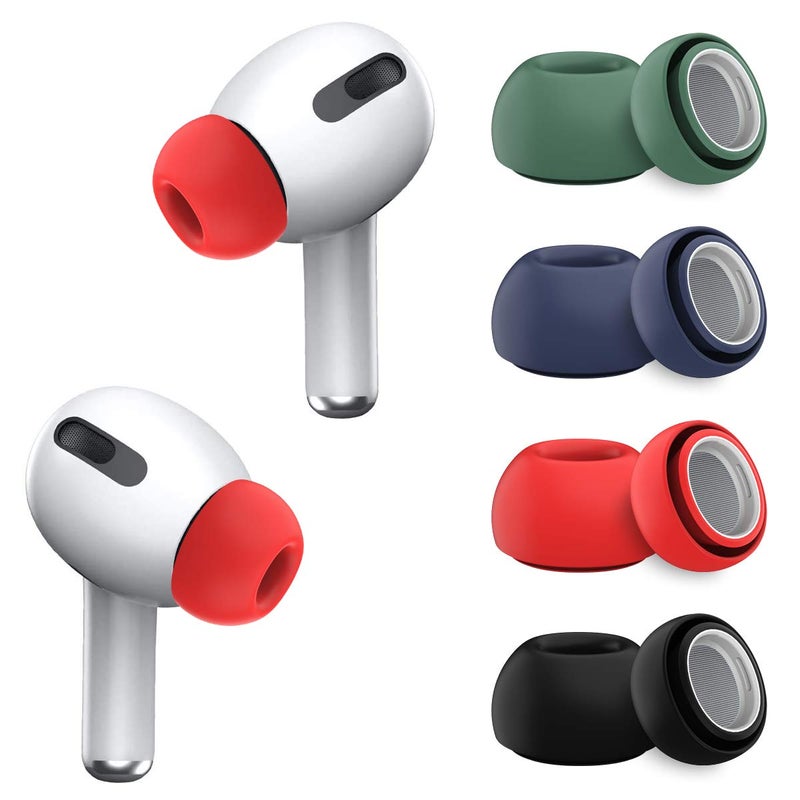 JNAB [4-Pair] Ear Tips for Airpods Pro & Airpods Pro 2nd Generation Ear Tips (Silicone), Anti Slip Soft Silicone Airpods Pro Replacement Ear Tips Fit in The Charging Case (Black/Blue/Red/Green) - Image 1