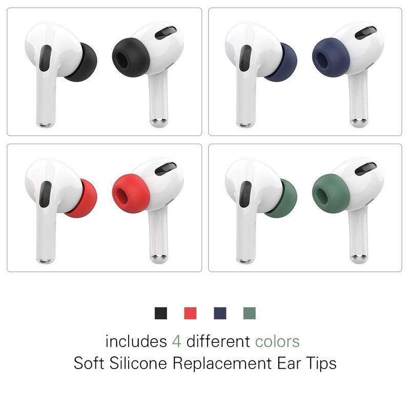 JNAB [4-Pair] Ear Tips for Airpods Pro & Airpods Pro 2nd Generation Ear Tips (Silicone), Anti Slip Soft Silicone Airpods Pro Replacement Ear Tips Fit in The Charging Case (Black/Blue/Red/Green) - Image 2