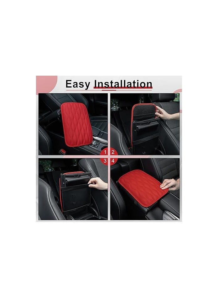 FYLX Car Center Console Armrest Cover Memory Foam Pad Leather Auto Cushion Waterproof Comfort Consoles Interior Protector Car Hand Seat Central Box Lid Pad Universal SUV Truck Car AccessoriesOrange) - Image 4