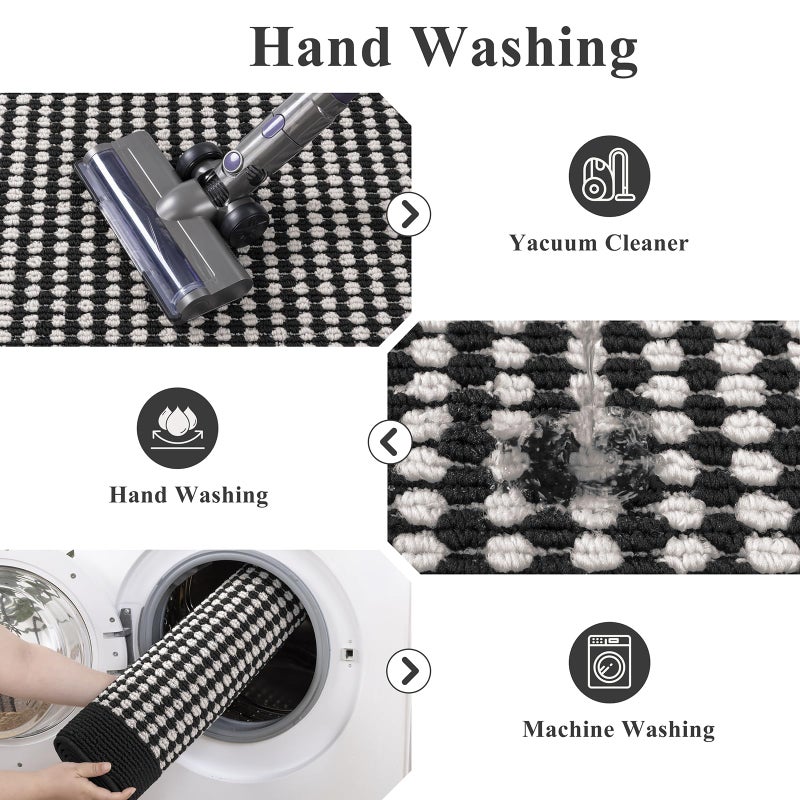 Ileading Runner Rugs for Hallway 2'x8' Non Slip Farmhouse Long Kitchen Floor Mats with Rubber Backing Absorbable Throw Rugs Machine Washable Indoor Helloween Decor Carpet for Entrywayï¼ˆBlack&Whiteï¼‰ - Image 5