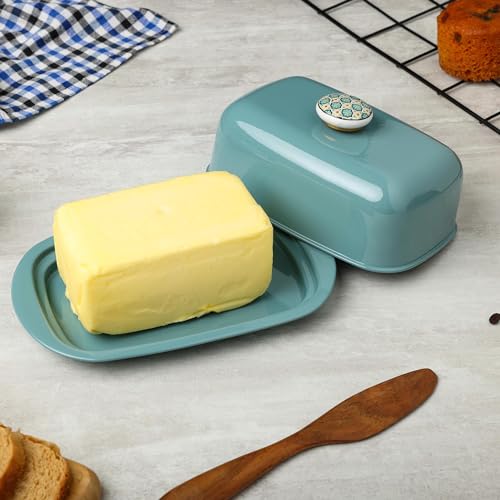 ANANTAM HOMES Stainless Steel Butter Container Dish Storage Box Organizer with Ceramic Knob Design, (500 Gram) (Moss Green) - Image 3