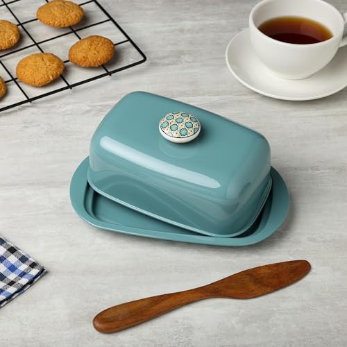 ANANTAM HOMES Stainless Steel Butter Container Dish Storage Box Organizer with Ceramic Knob Design, (500 Gram) (Moss Green) - Image 2