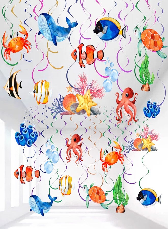 Sondeng 54 Pcs Under The Sea Party Decorations Ceiling Hanging Swirls Ocean Party Decorations Sea Animals Fish Themed Party Supplies Baby Shower Mermaid Birthday Beach Party Favor for Kids Boys Girls - Image 1