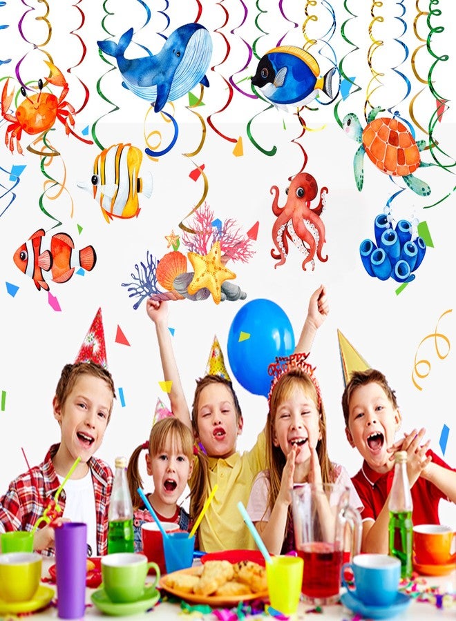 Sondeng 54 Pcs Under The Sea Party Decorations Ceiling Hanging Swirls Ocean Party Decorations Sea Animals Fish Themed Party Supplies Baby Shower Mermaid Birthday Beach Party Favor for Kids Boys Girls - Image 5