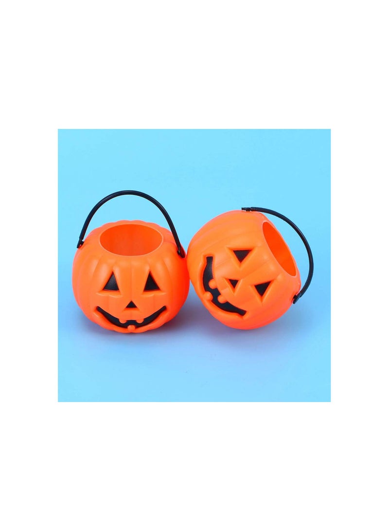GGOOT Halloween Pumpkin Bucket, Trick or Treat Pumpkin Candy Pail Holder with Handle Mini Jar for Halloween Candy Goody Party Decorations Photo Prop 8pcs - Image 2