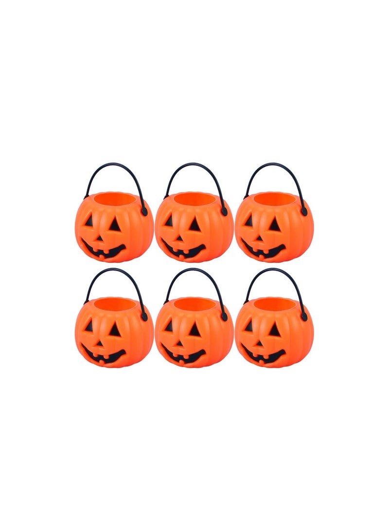 GGOOT Halloween Pumpkin Bucket, Trick or Treat Pumpkin Candy Pail Holder with Handle Mini Jar for Halloween Candy Goody Party Decorations Photo Prop 8pcs - Image 1