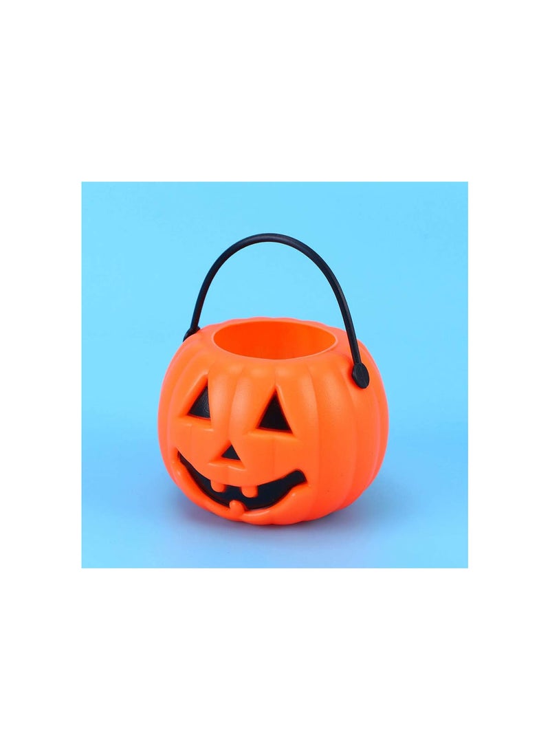 GGOOT Halloween Pumpkin Bucket, Trick or Treat Pumpkin Candy Pail Holder with Handle Mini Jar for Halloween Candy Goody Party Decorations Photo Prop 8pcs - Image 3