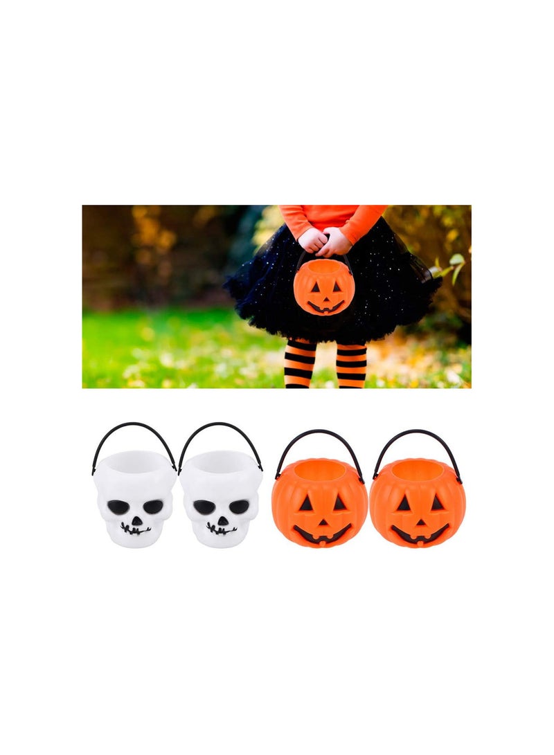 GGOOT Halloween Pumpkin Bucket, Trick or Treat Pumpkin Candy Pail Holder with Handle Mini Jar for Halloween Candy Goody Party Decorations Photo Prop 8pcs - Image 5