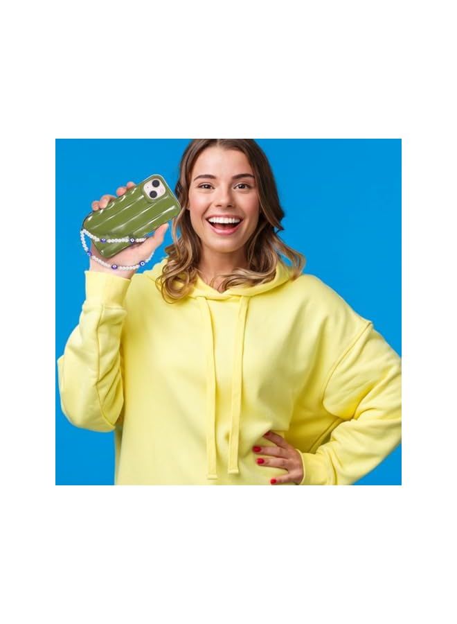 Green Tiger Beaded Phone Charm : 2Pcs Pearl Phone Wrist Strap Cell Phone Lanyard Phone Beaded Wrist Strap for Women Grils - Image 5