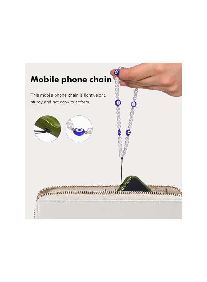 Green Tiger Beaded Phone Charm : 2Pcs Pearl Phone Wrist Strap Cell Phone Lanyard Phone Beaded Wrist Strap for Women Grils - Image 2