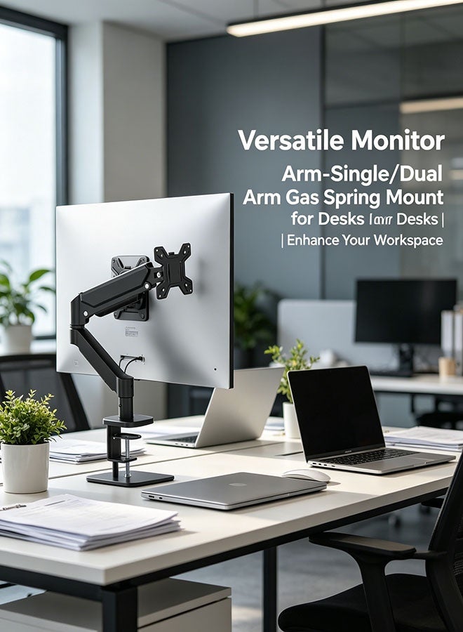 Monitor Stand For 21-32 Inch Screens, Adjustable Gas Spring Computer Monitor Stand, Omnidirectional Movement, Led/Lcd Monitor Stand, Suitable For Curved Gaming Monitors Weighing 2-9 Kg, Black. - Image 2