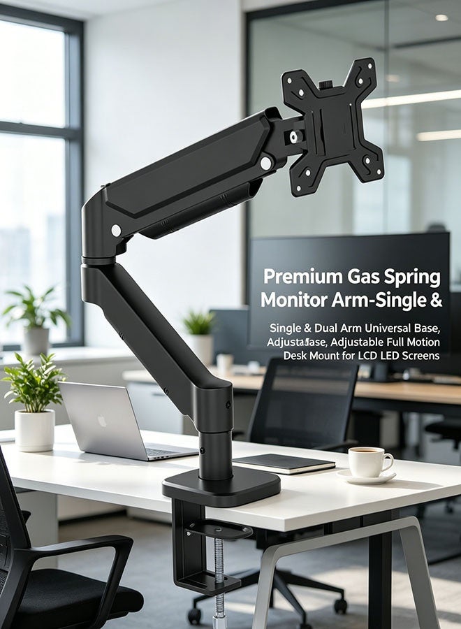 Monitor Stand For 21-32 Inch Screens, Adjustable Gas Spring Computer Monitor Stand, Omnidirectional Movement, Led/Lcd Monitor Stand, Suitable For Curved Gaming Monitors Weighing 2-9 Kg, Black. - Image 4