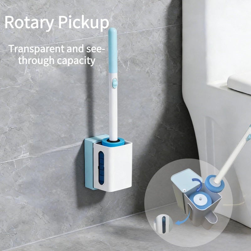 KZKR Disposable Toilet Brush Cleaning System, Includes 56 Detergent Refills, Hygienic Replaceable Brush Heads, Wall-Mounted Rotating Holder Set, Bathroom Maintenance, Toilet Cleaner - Image 2