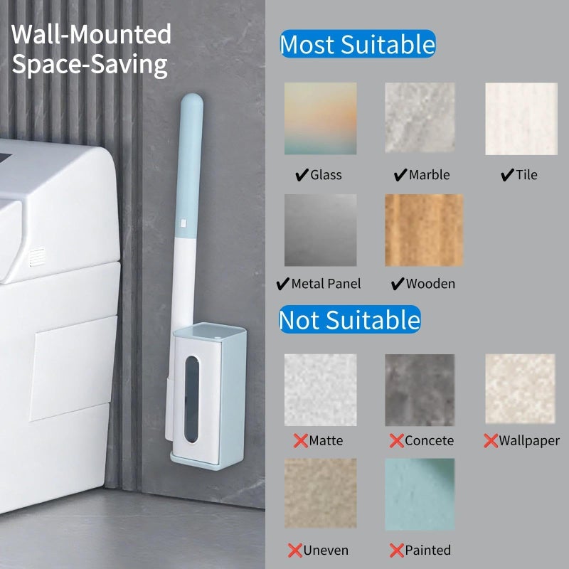 KZKR Disposable Toilet Brush Cleaning System, Includes 56 Detergent Refills, Hygienic Replaceable Brush Heads, Wall-Mounted Rotating Holder Set, Bathroom Maintenance, Toilet Cleaner - Image 5