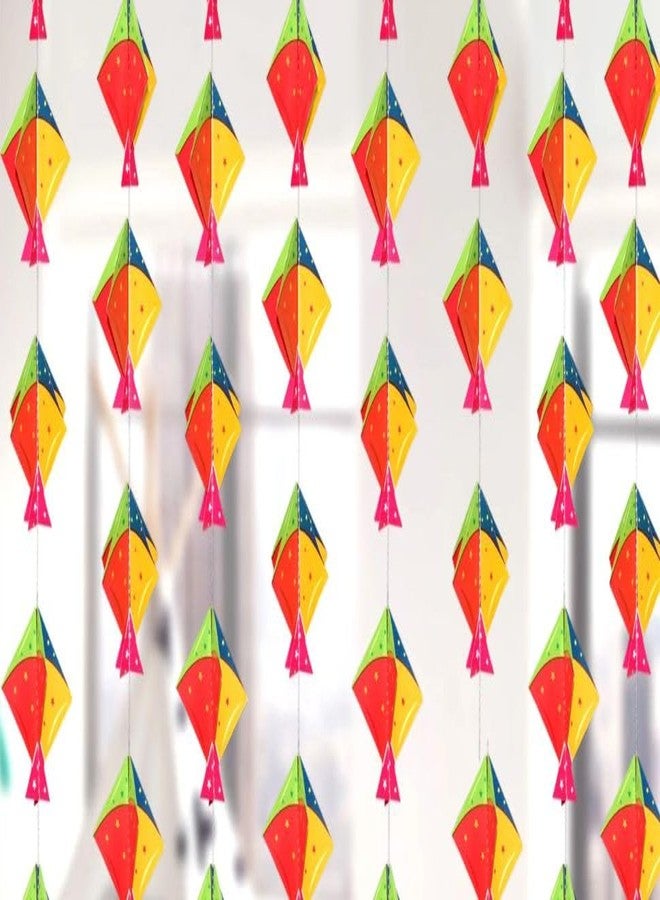 TOYXE Hanging Kites and Kite Frills Banner for makar sankranti Decoration Set of 10 Pcs - Image 4