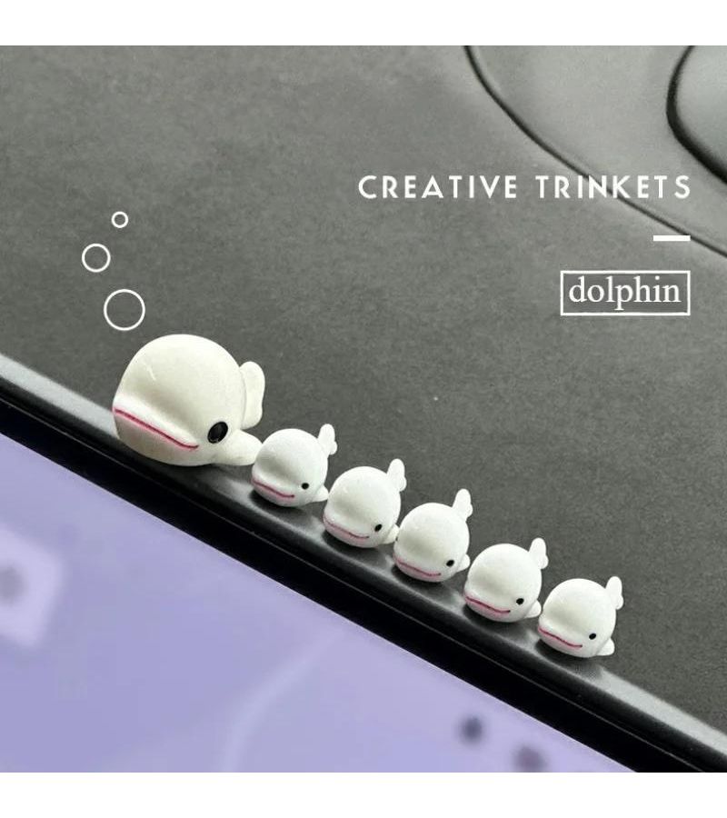 White Dolphin Shape Car Dashboard Decorative Pieces Set of 6 - Image 1
