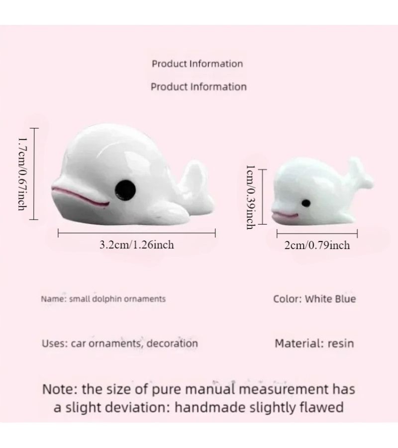 White Dolphin Shape Car Dashboard Decorative Pieces Set of 6 - Image 4