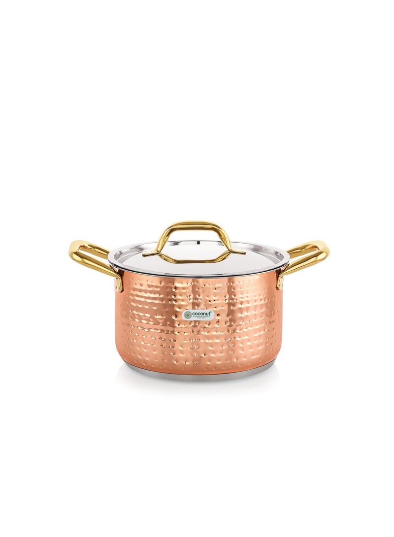 coconut Serene Stainless Steel Copper Polish Hammered Design Capsulated Stockpot for Cook n Serve - 1 Unit - Capacity - 1000ML - Image 2