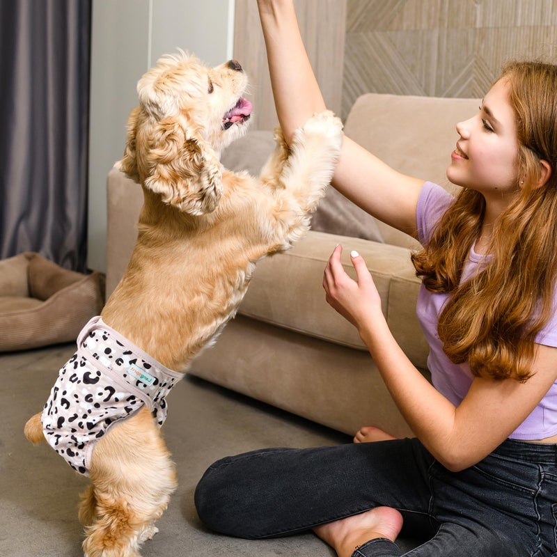 Langsprit Washable Female Dog Diapers - Doggie Reusable Diapers for Doggy Puppy Female in Period - Highly Absorbent Dog Heat Panties Leopard XL - Image 5
