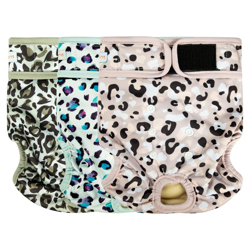 Langsprit Washable Female Dog Diapers - Doggie Reusable Diapers for Doggy Puppy Female in Period - Highly Absorbent Dog Heat Panties Leopard XL - Image 1