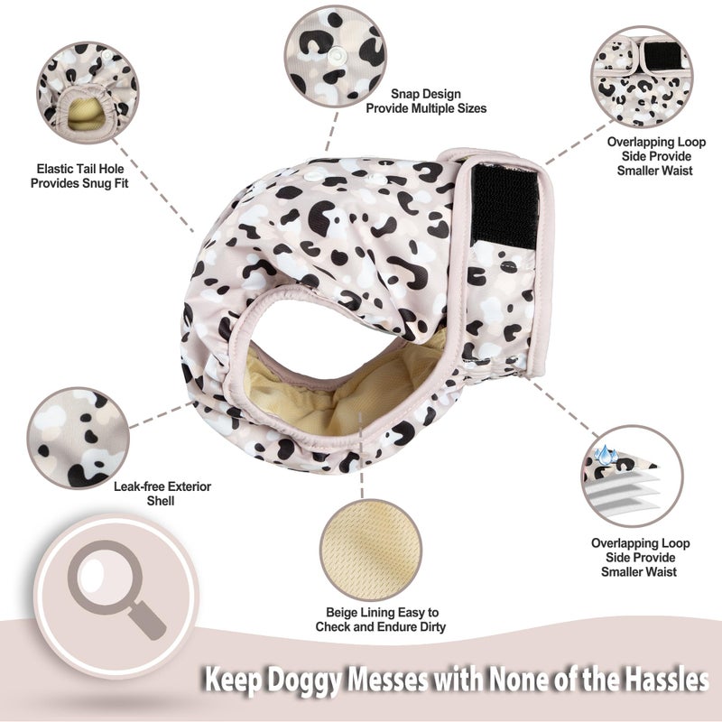 Langsprit Washable Female Dog Diapers - Doggie Reusable Diapers for Doggy Puppy Female in Period - Highly Absorbent Dog Heat Panties Leopard XL - Image 3