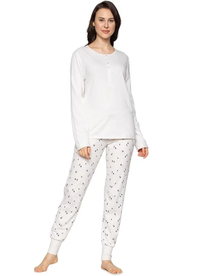 ترايامف Triumph Women's Mix & Match LSL TOP Buttons Relaxed Pajama (H000139_Skin-Light Combination_M)