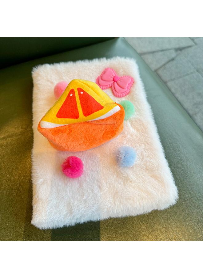 Bluejw Fluffy Cute High-value Hand Ledger Cartoon Strawberry Fruit Pattern Girl's Heart Plush Notebook - Image 5