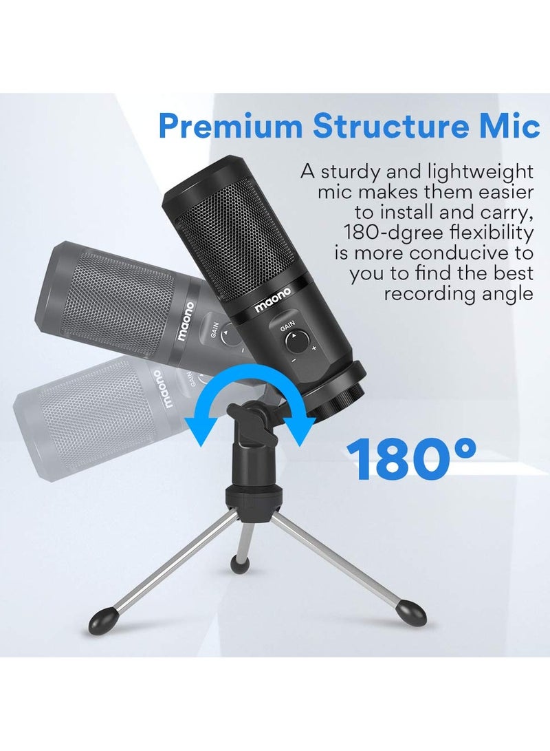 Maono AU-PM461TR USB Gaming Microphone with Mic Gain - Black - Image 4