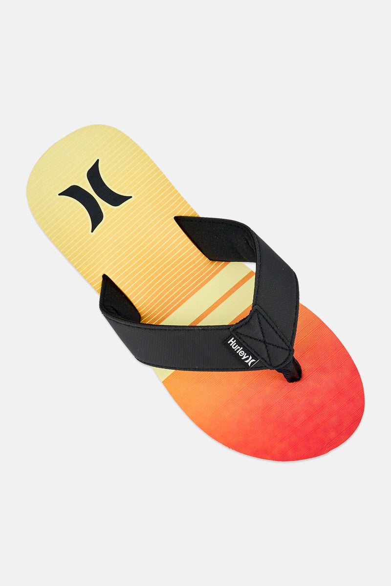 Hurley Men Slip On Brand Logo Slippers, Multicolor - Image 4