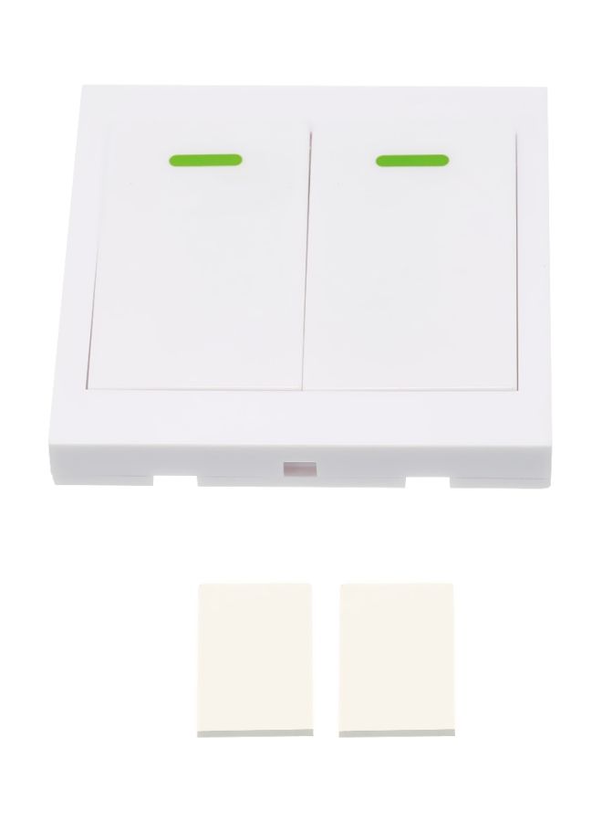 NIBEMINENT Push Button 2 Gang Remote Controller Transmitter With Stickers White  - Image 1