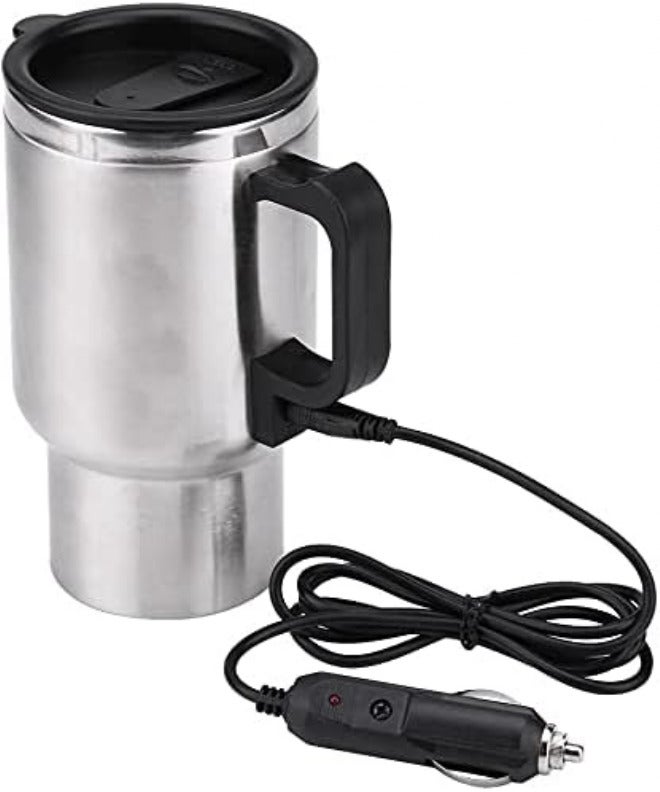 GOTOTOP Car Heating Cup 12V 450ML Electric Car Kettle Portable Stainless Steel Cigarette Lighter Heating Drinking Cup Heated Travel Mug Electric Travel Thermoses for Heating Water Coffee - Image 1
