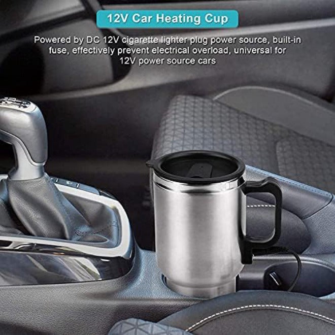 GOTOTOP Car Heating Cup 12V 450ML Electric Car Kettle Portable Stainless Steel Cigarette Lighter Heating Drinking Cup Heated Travel Mug Electric Travel Thermoses for Heating Water Coffee - Image 3
