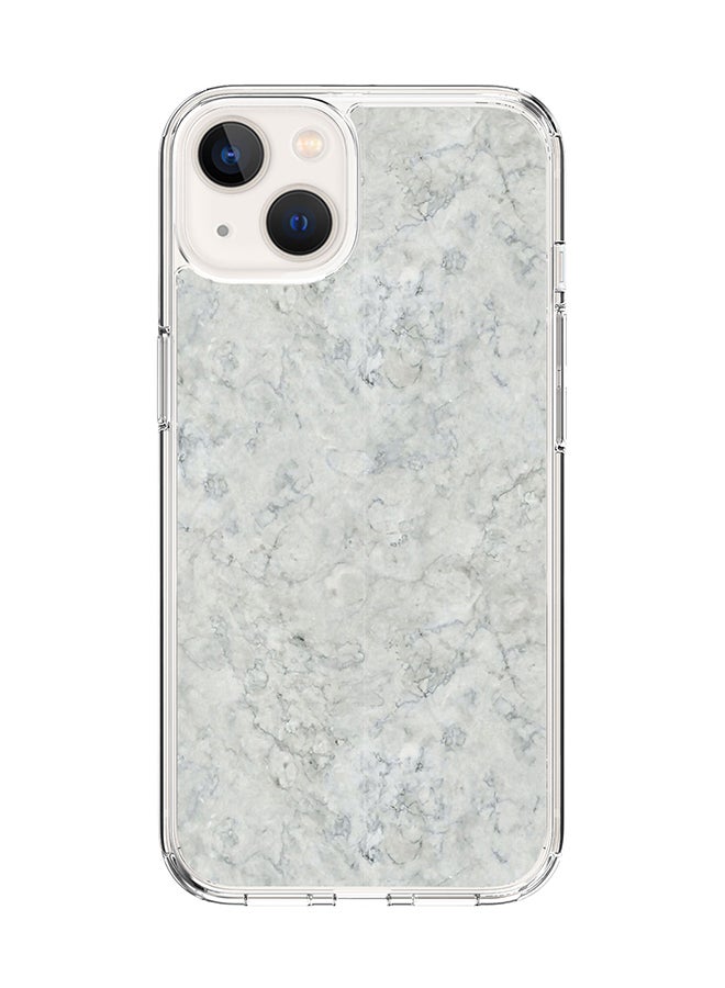 Classic Clear for Apple iPhone 14 Case Hybrid Soft Cover Flexible Edges Anti Drop TPU PC Gel Thin Transparent Cover [ Designed for Apple iPhone 14 ] - Marble Texture White Full Print