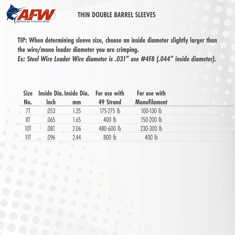 AFW Thin Wall Double Barrel Crimp Sleeves - Premium Fishing Copper Crimp Sleeve with Burr Free Black Finish, Enhanced Flexibility - Durable and Lightweight - Retail & Bulk Pack Available - Image 4