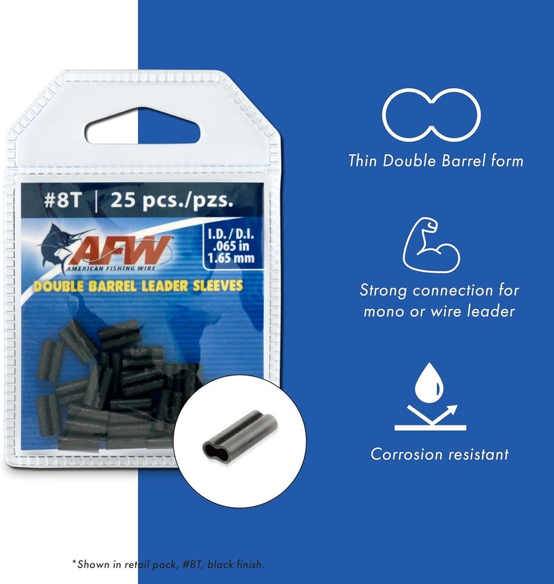 AFW Thin Wall Double Barrel Crimp Sleeves - Premium Fishing Copper Crimp Sleeve with Burr Free Black Finish, Enhanced Flexibility - Durable and Lightweight - Retail & Bulk Pack Available - Image 2