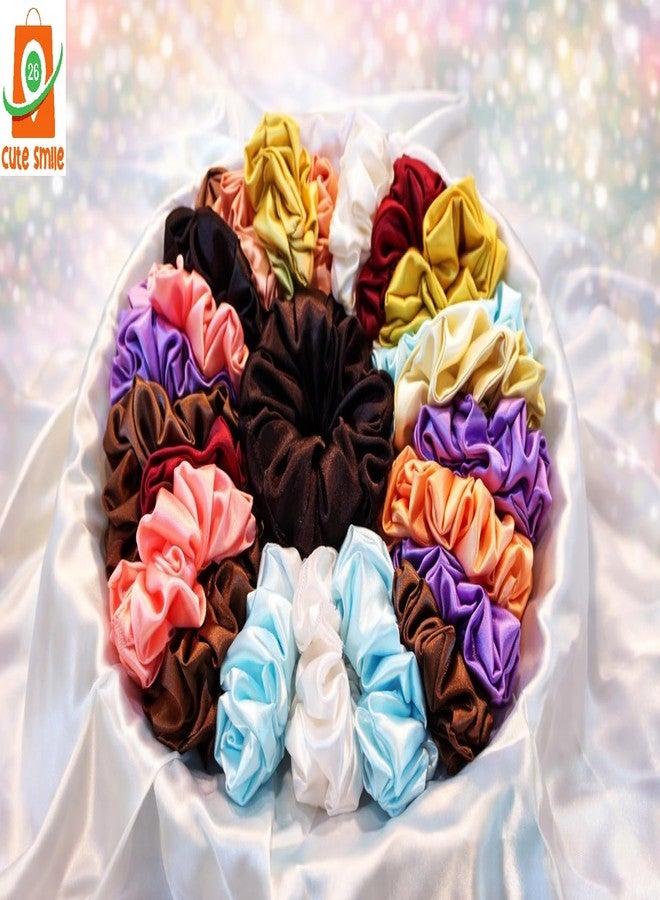 26 Cute Smile Luxury Satin Scrunchies Set Pack of 8 Soft, Anti-Hair-Breakage Hair Ties for Women & Girls | Elegant Elastic Ponytail Holders | Stylish & Gentle Hairbands | Suitable for Mom, Sister & Friends - Image 2