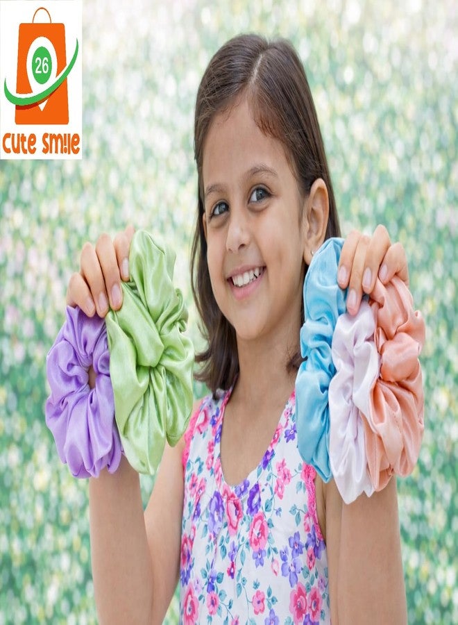 26 Cute Smile Luxury Satin Scrunchies Set Pack of 8 Soft, Anti-Hair-Breakage Hair Ties for Women & Girls | Elegant Elastic Ponytail Holders | Stylish & Gentle Hairbands | Suitable for Mom, Sister & Friends - Image 3