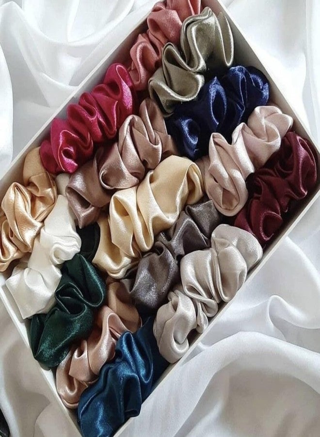 26 Cute Smile Luxury Satin Scrunchies Set Pack of 8 Soft, Anti-Hair-Breakage Hair Ties for Women & Girls | Elegant Elastic Ponytail Holders | Stylish & Gentle Hairbands | Suitable for Mom, Sister & Friends - Image 1
