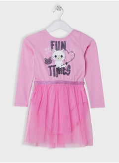 NAME IT Kids Graphic Ruffle Hem Dress  - Image 1