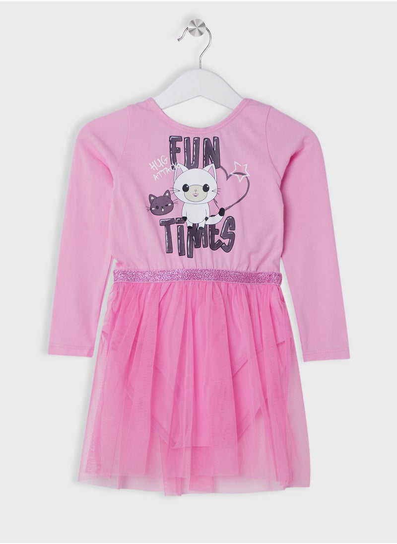 NAME IT Kids Graphic Ruffle Hem Dress  - Image 1
