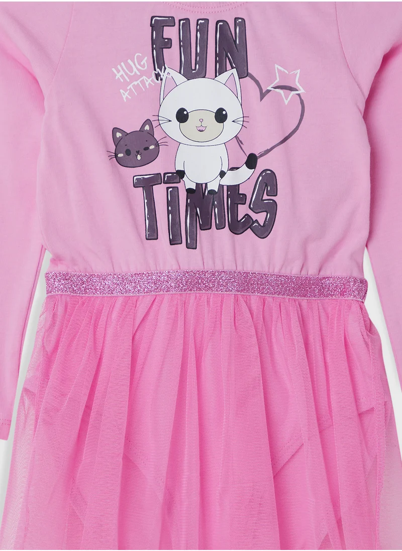 نيم ات Kids Graphic Ruffle Hem Dress
